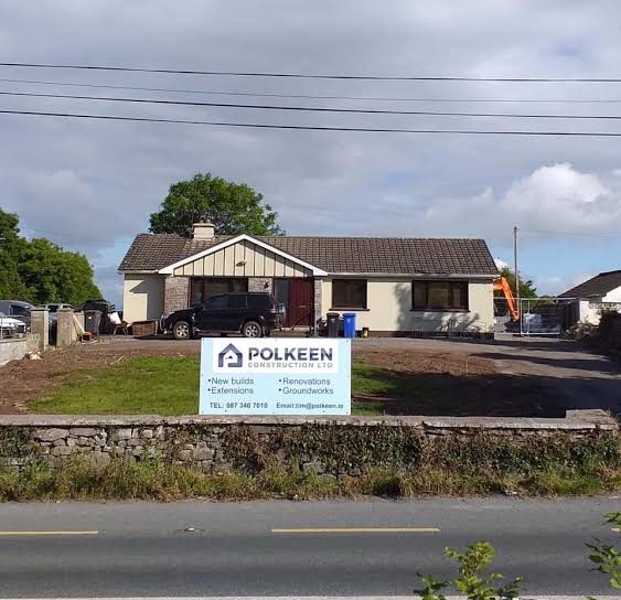 Site in progress with Polkeen Construction sign