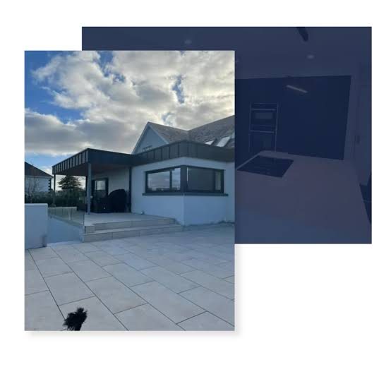 Covered porch entrance and kitchen renovation